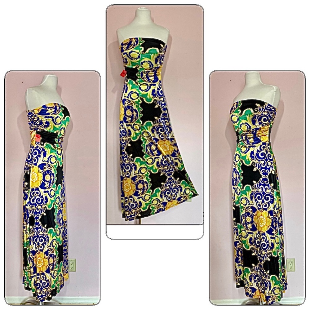Maxi Dress Strapless Ruched Bodice S,M,L available